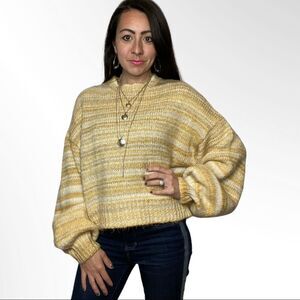 Urban Outfitters Yellow Striped Crew Neck Sweater